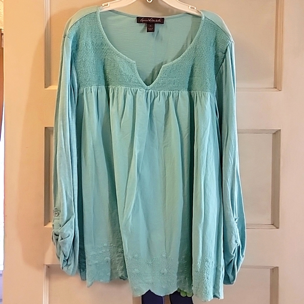 Gloria vanderbilt blouse aqua blue